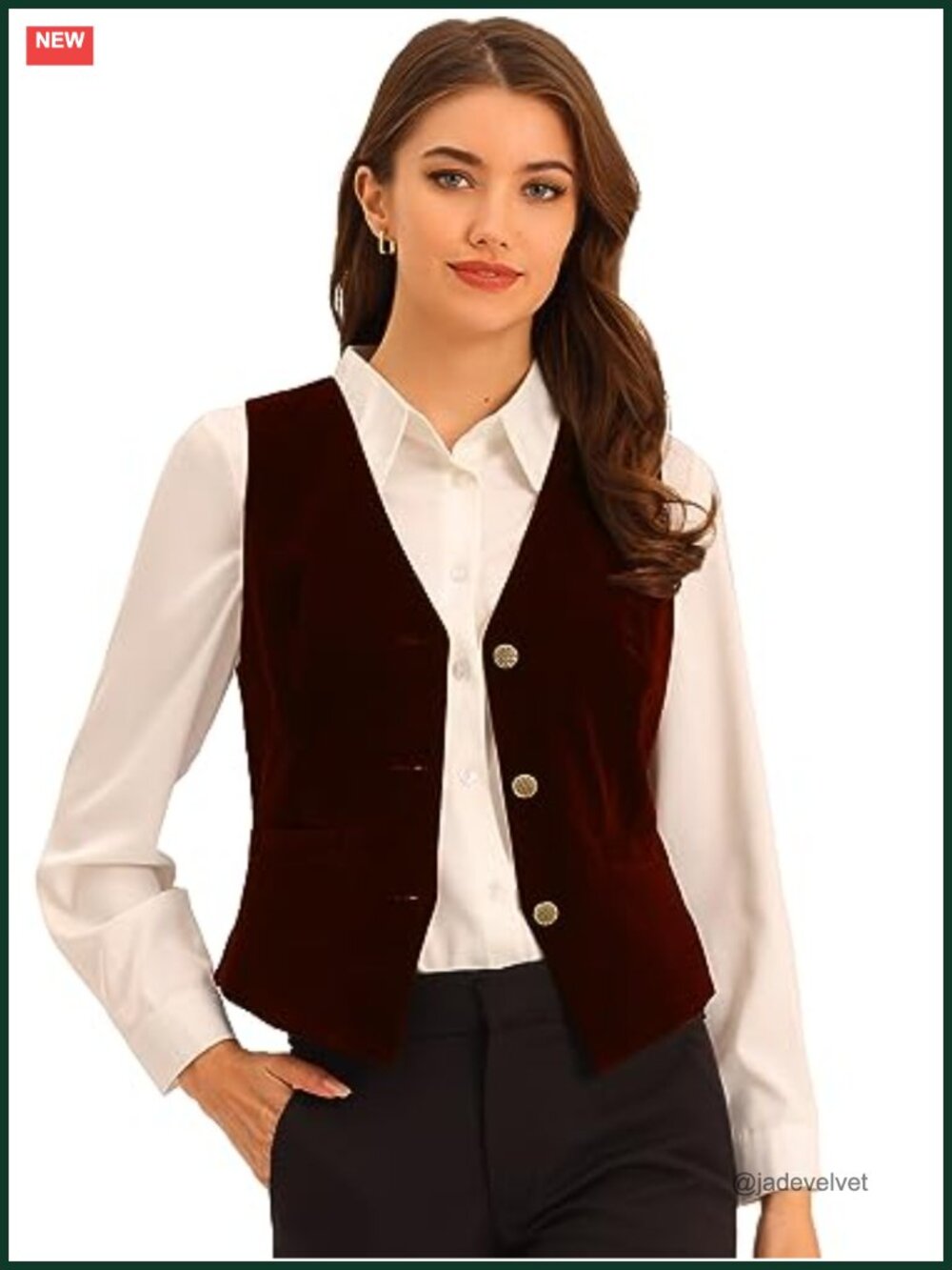 Velvet Waistcoat Vest Button Down V Neck Lined Sleeveless Suit Vest